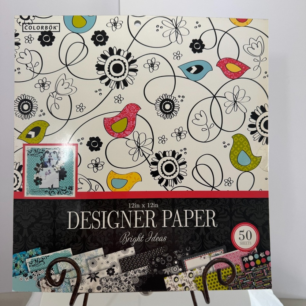 Colorbok Designer Paper Pad Doodle, 12" x 12" New 50 Sheets Bright Ideas Bird